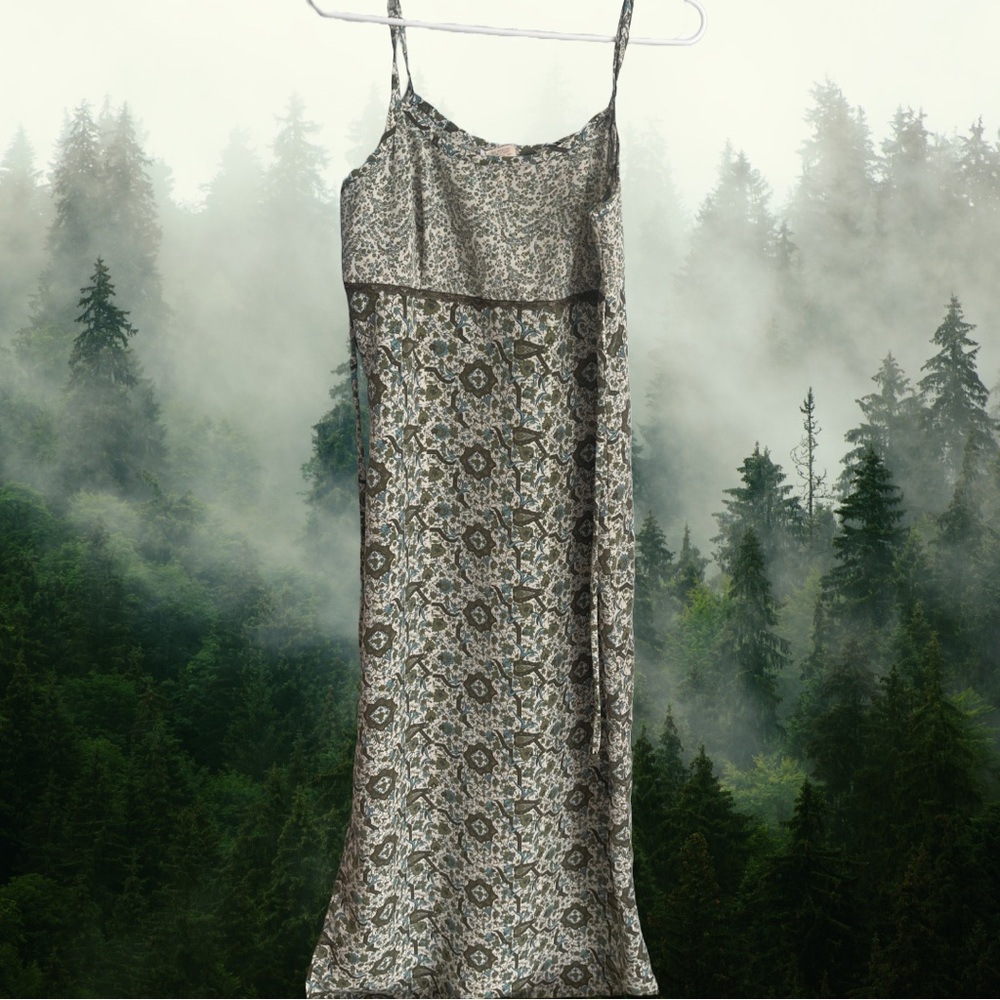 Vintage 90s green floral dress